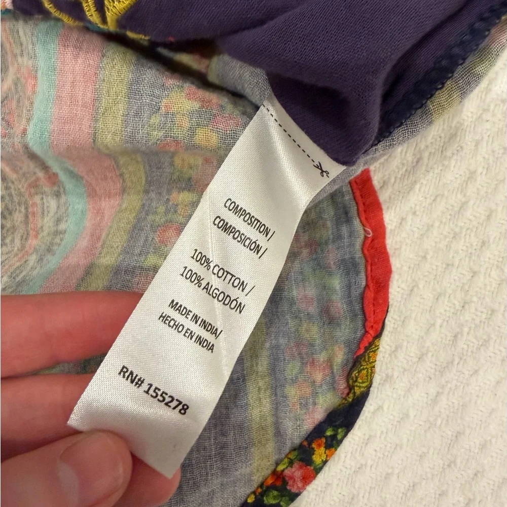 All About Her Embroidered Mosaic Button-Up Shirt 100% Cotton (XL) Hippie Gypsy - Picture 13 of 17